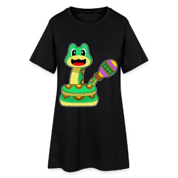Snake Musician Rattle Music - Women’s T-Shirt Dress - black - Front