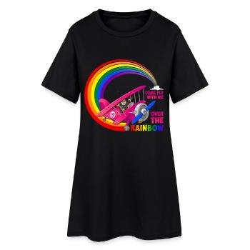 Flieg mit mir über den Regenbogen - LGBT - Frauen T-Shirt-Kleid - Schwarz - Vorne