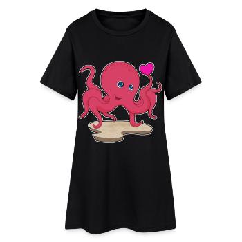 Cœur de pieuvre - Robe T-shirt Femme - noir - Devant