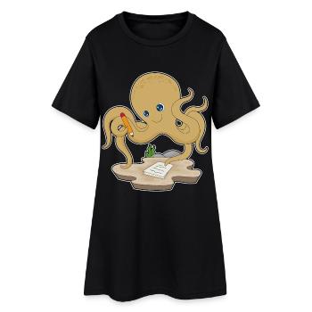École Élève Pieuvre au Crayon - Robe T-shirt Femme - noir - Devant