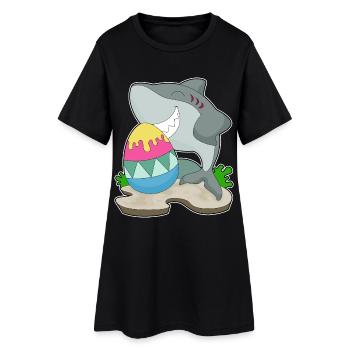 Oeuf de Pâques requin - Robe T-shirt Femme - noir - Devant