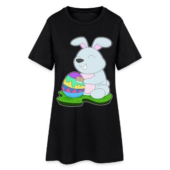 Oeuf de Pâques lapin - Robe T-shirt Femme - noir - Devant