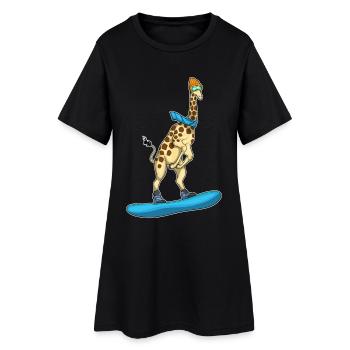 Giraffe Snowboarder Snowboard - Women’s T-Shirt Dress - black - Front