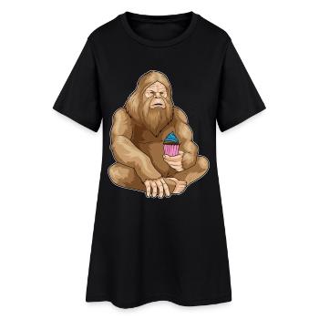 Bigfoot Halloween Cupcake - Women’s T-Shirt Dress - black - Front