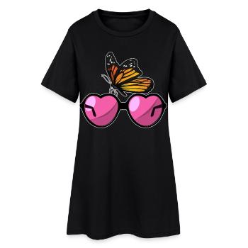 Lunettes de soleil papillon - Robe T-shirt Femme - noir - Devant
