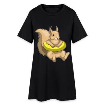 Nage d’écureuils dans le ring de nage Été - Robe T-shirt Femme - noir - Devant