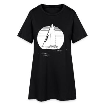 Dessin de voilier - Robe T-shirt Femme - noir - Devant