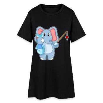 Éléphant Pêcheur Pêcheur De Poisson - Robe T-shirt Femme - noir - Devant