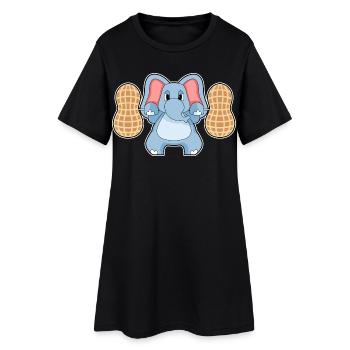 Bodybuilder éléphant avec barre - Robe T-shirt Femme - noir - Devant