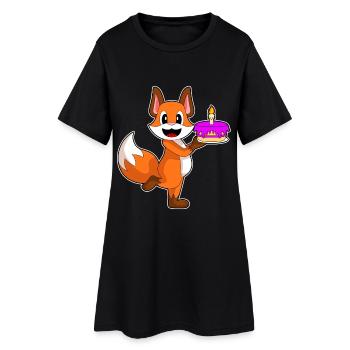 Fuchs Geburtstag Kuchen - Frauen T-Shirt-Kleid - Schwarz - Vorne