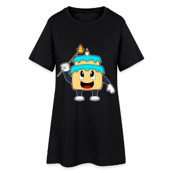 Torte Geburtstag Kerze - Frauen T-Shirt-Kleid - Schwarz - Vorne