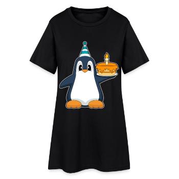Gâteau d’anniversaire du Pingouin - Robe T-shirt Femme - noir - Devant