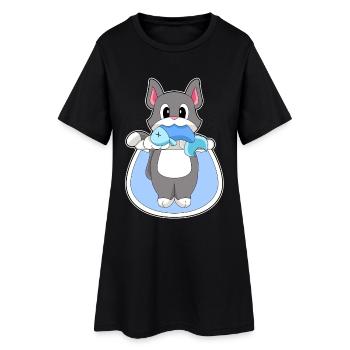 Poisson-chat - Robe T-shirt Femme - noir - Devant
