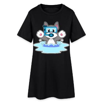 Cat Diver Snorkel Plongée - Robe T-shirt Femme - noir - Devant