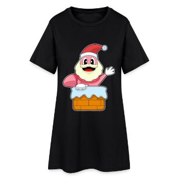 Wurm Weihnachten Weihnachtsmann - Frauen T-Shirt-Kleid - Schwarz - Vorne