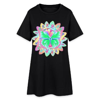Papillons Fleur - Robe T-shirt Femme - noir - Devant
