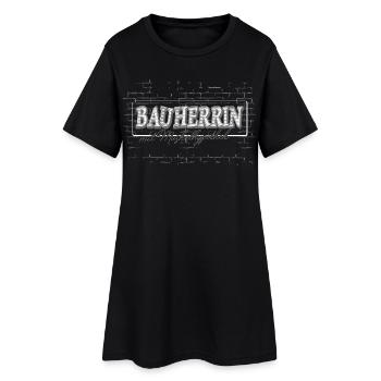 BAUHERRIN mit Muskelhypothek - Hausbau Mauerwerk - Frauen T-Shirt-Kleid - Schwarz - Vorne