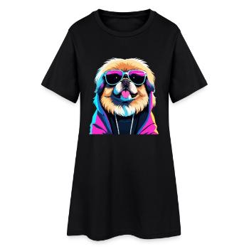 Pékin Gangster Next Level Lion Chien Chien Gesch - Robe T-shirt Femme - noir - Devant