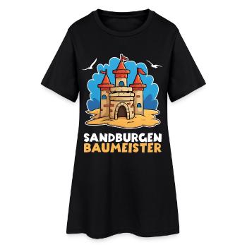 Sandburg Sand Strand Meer – Sandburgen Baumeister - Frauen T-Shirt-Kleid - Schwarz - Vorne