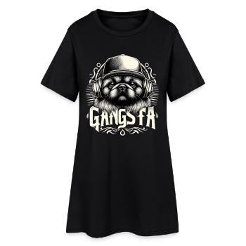 Cadeau de chien pékinois Gangsta Gangster Lionhound - Robe T-shirt Femme - noir - Devant