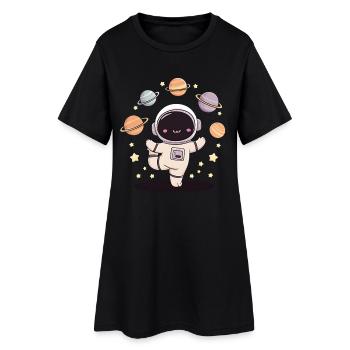 Lotus Vintage méditant astronaute Zen Yoga Planet - Robe T-shirt Femme - noir - Devant
