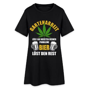 Hanf - Gartenarbeit löst Probleme - Bier Spruch - Frauen T-Shirt-Kleid - Schwarz - Vorne