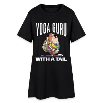 Yoga Bulldog Yoga Guru avec queue drôle de chien - Robe T-shirt Femme - noir - Devant