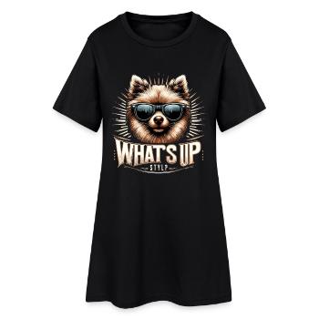 Kleinspitz Spitz Was geht ab Gangsta Hund Geschenk - Frauen T-Shirt-Kleid - Schwarz - Vorne