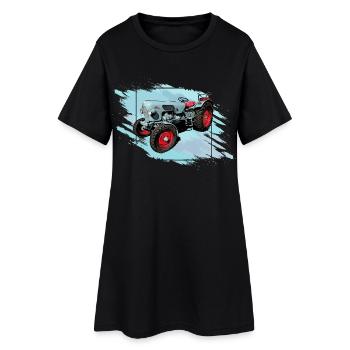 Der Tiger EM 235 - Frauen T-Shirt-Kleid - Schwarz - Vorne