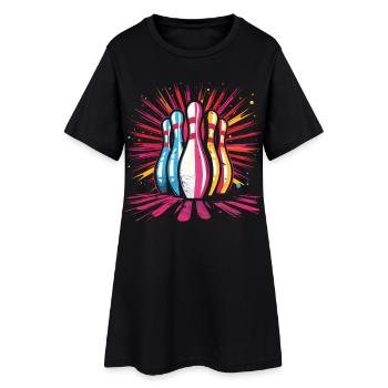 Style de dessin animé de bowling - Robe T-shirt Femme - noir - Devant