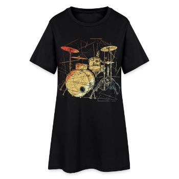 Batterie Retrowave - Robe T-shirt Femme - noir - Devant