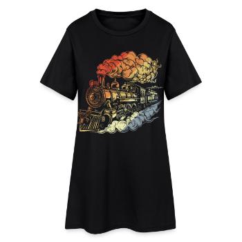 Locomotive à vapeur rétro - Robe T-shirt Femme - noir - Devant