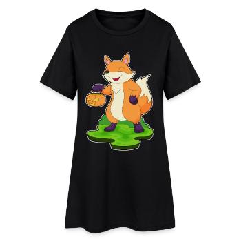 Fuchs Halloween Kürbis - Frauen T-Shirt-Kleid - Schwarz - Vorne