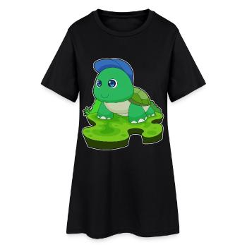 Tortue étudiant Cap école - Robe T-shirt Femme - noir - Devant