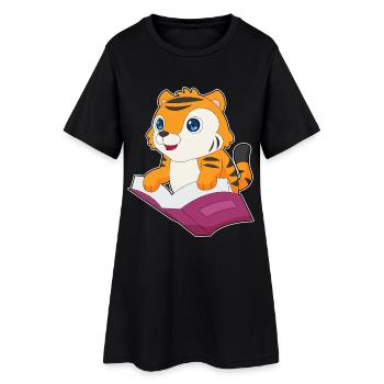 Tiger Buch - Frauen T-Shirt-Kleid - Schwarz - Vorne