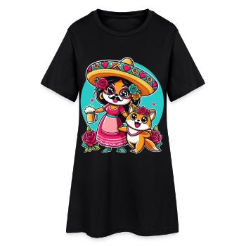 Mexikanische Party mit Chiha und Chucho - Frauen T-Shirt-Kleid - Schwarz - Vorne