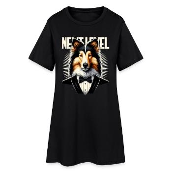 Collie Smoking Anzug schick Hund Geschenk - Frauen T-Shirt-Kleid - Schwarz - Vorne