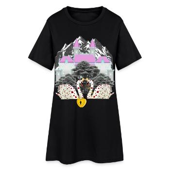 Mountain Castle Swans Love Heart Saint-Valentin - Robe T-shirt Femme - noir - Devant