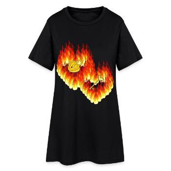 Hearts Love Flames Valentine's Day Relationship - Women’s T-Shirt Dress - black - Front