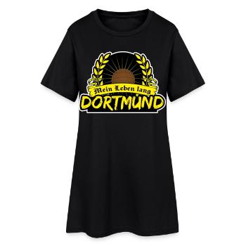 Dortmund Fußball Motiv - Frauen T-Shirt-Kleid - Schwarz - Vorne