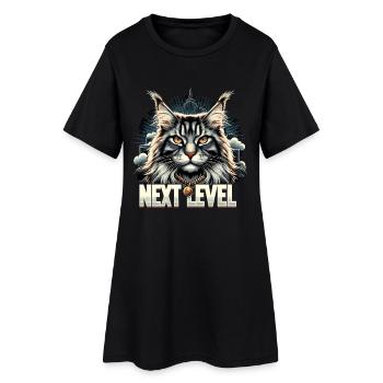 Maine Coon Katze Next Level Geschenk - Frauen T-Shirt-Kleid - Schwarz - Vorne