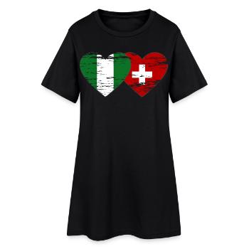 Nigeria Suisse Drapeau Coeur utilisé - Robe T-shirt Femme - noir - Devant