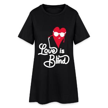 Blindes Herz mit Brille und Liebesslogan - Frauen T-Shirt-Kleid - Schwarz - Vorne