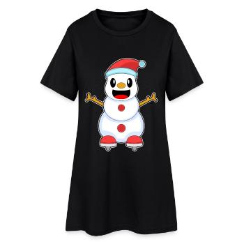 Patinage de Noël Snowman - Robe T-shirt Femme - noir - Devant