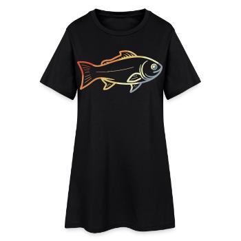 Dessin de poisson vintage - Robe T-shirt Femme - noir - Devant