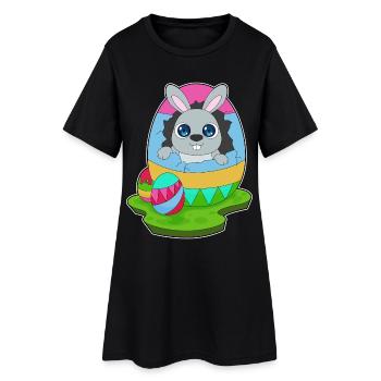 Oeuf de Pâques de Pâques de lapin - Robe T-shirt Femme - noir - Devant