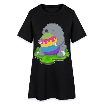 Œuf de Pâques de la taupe - Robe T-shirt Femme - noir - Devant