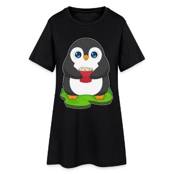 Pop-corn pingouin - Robe T-shirt Femme - noir - Devant