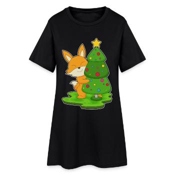 Arbre de Noël Renard - Robe T-shirt Femme - noir - Devant