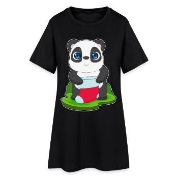Chaussette de Noël Panda - Robe T-shirt Femme - noir - Devant